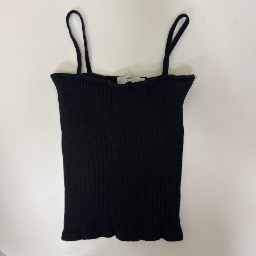 Adika black ribbed tank top with adjustable straps Size S